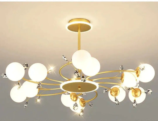 Modern Simple Crystal Living Room Dining Lamp Hanging B / 12 Heads Monochrome Pendant