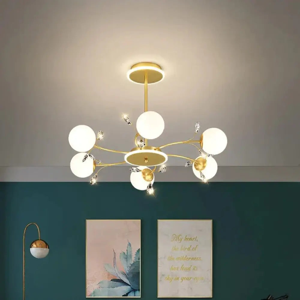 Modern Simple Crystal Living Room Dining Lamp Hanging B / 6 Heads Monochrome Pendant