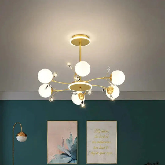 Modern Simple Crystal Living Room Dining Lamp Hanging B / 6 Heads Monochrome Pendant