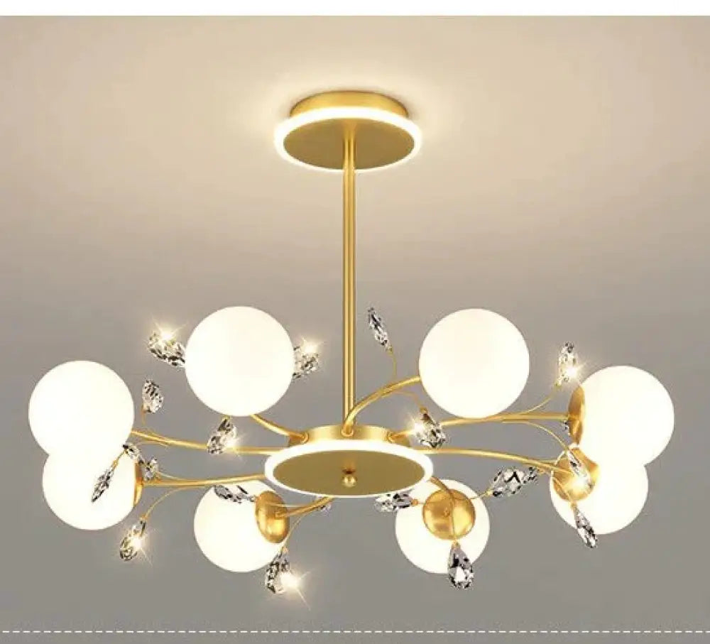 Modern Simple Crystal Living Room Dining Lamp Hanging B / 8 Heads Monochrome Pendant
