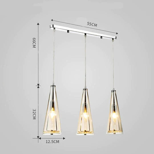 Modern Simple Led Chandelier Three Head Crystal Long - Plate - Cognac / 5W Pendant