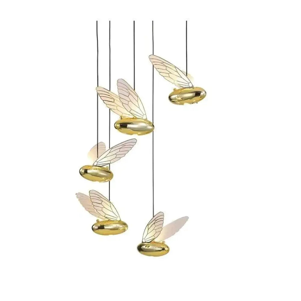 Modern Simple Living Room Bee Chandelier Stair Decoration Led Lamps 5 Heads / White Light Pendant