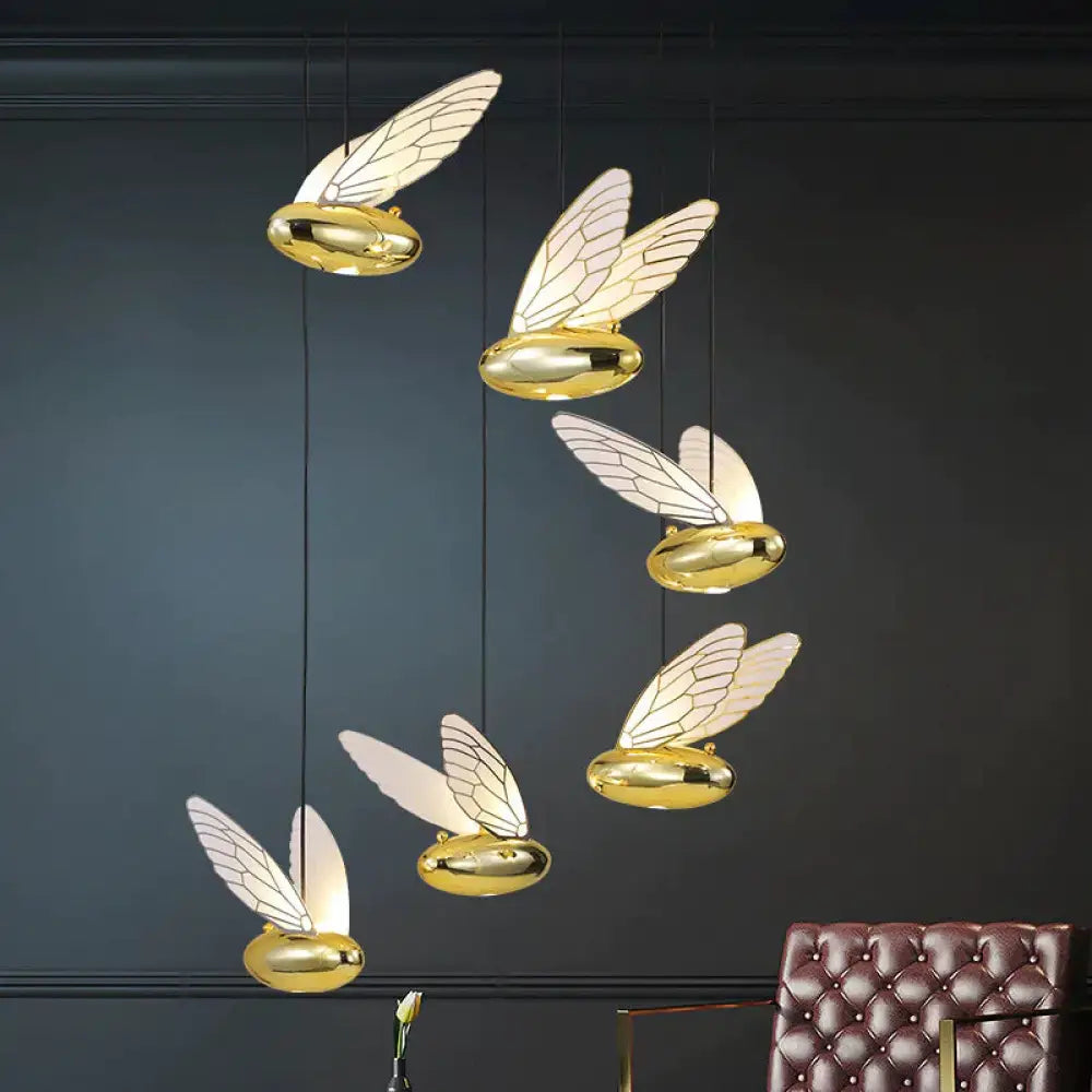 Modern Simple Living Room Bee Chandelier Stair Decoration Led Lamps 6 Heads / White Light Pendant