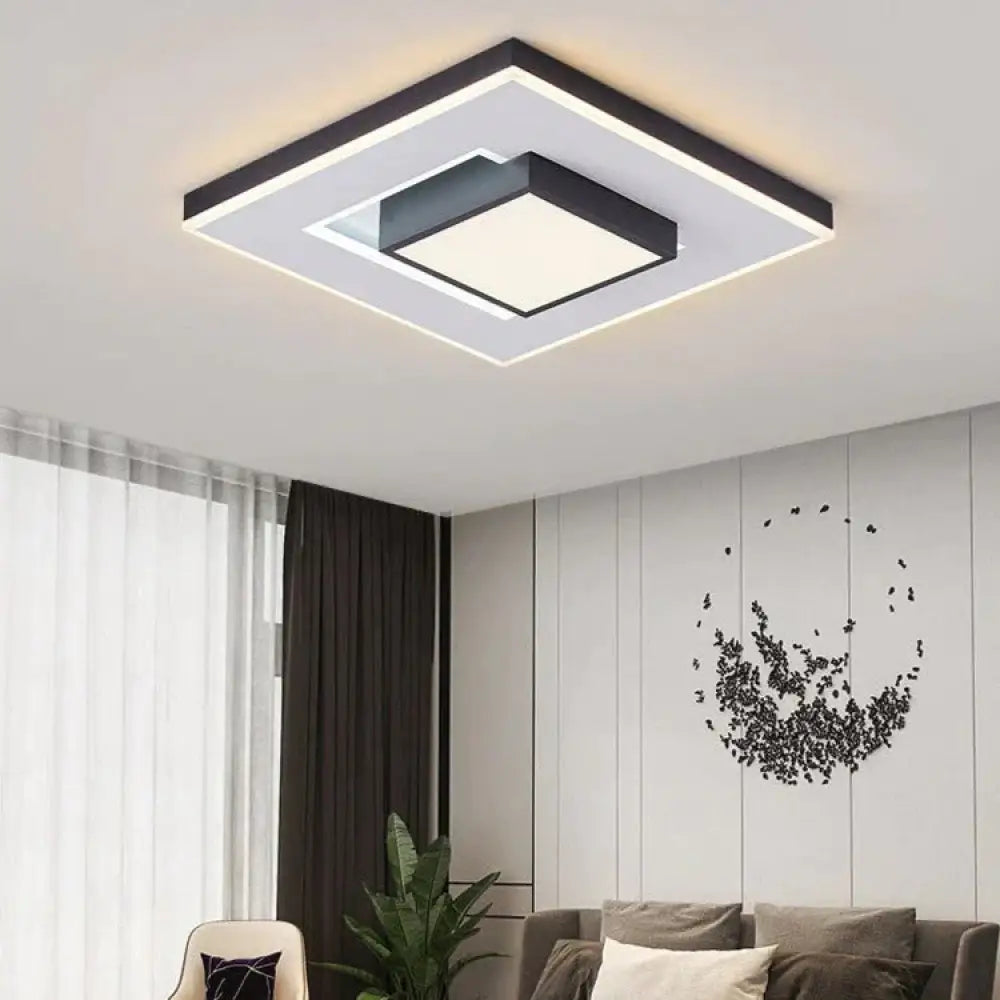 Modern Simple Living Room Dining Lamps Fashion Atmosphere Bedroom Ceiling Lamp Square / B Tri -