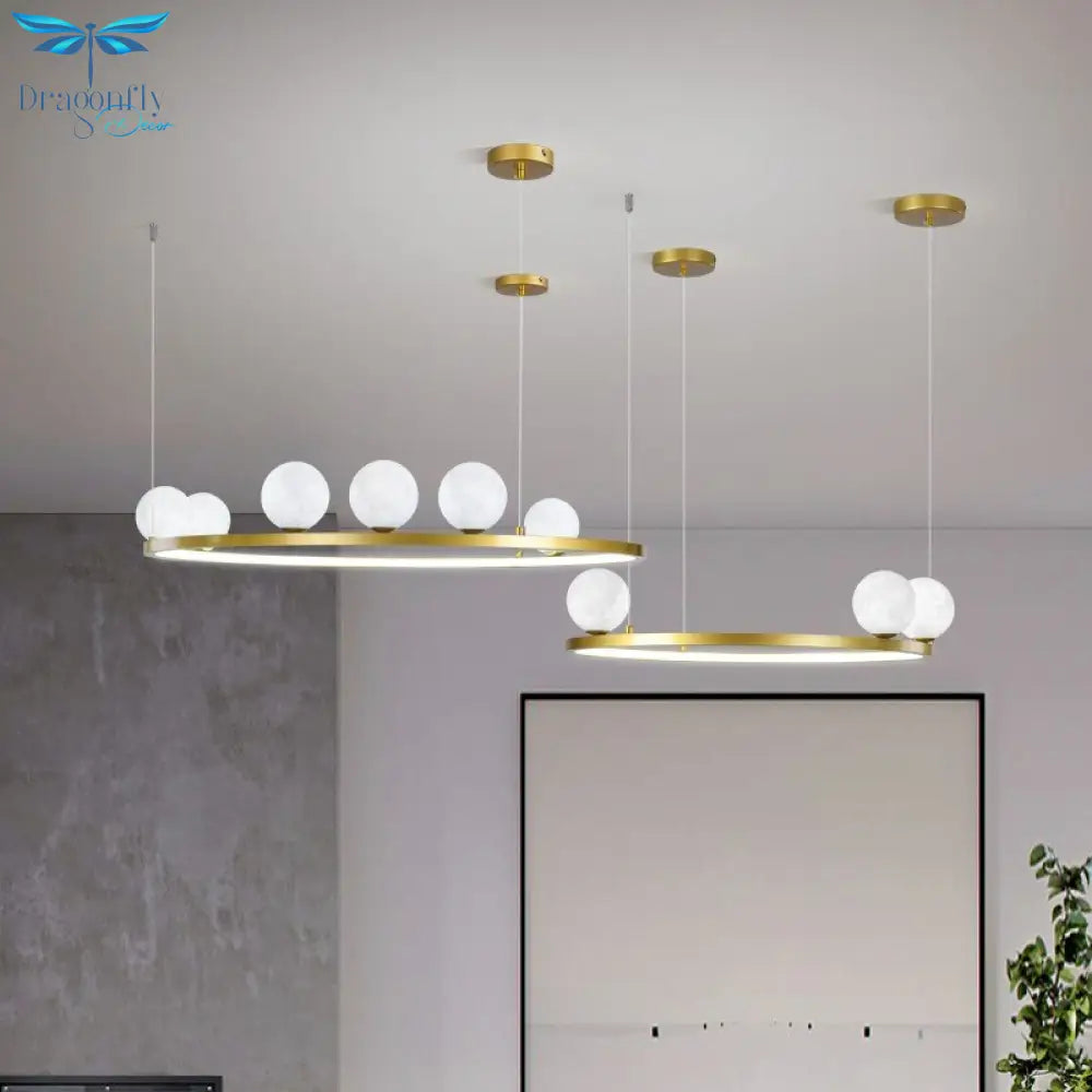 Modern Simple Moon Chandelier Lighting 3D Printing Black Or Gold Creative Led Hanging Lamp For