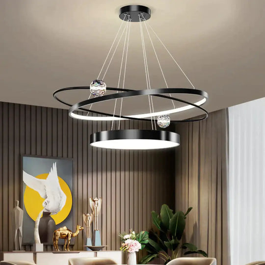 Modern Simple Restaurant Light Luxury Creative Dining Room Crystal Hanging Lamps Black - B /