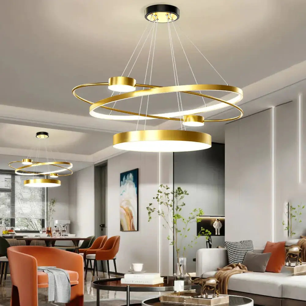 Modern Simple Restaurant Light Luxury Creative Dining Room Crystal Hanging Lamps Gold - A / Dia60Cm