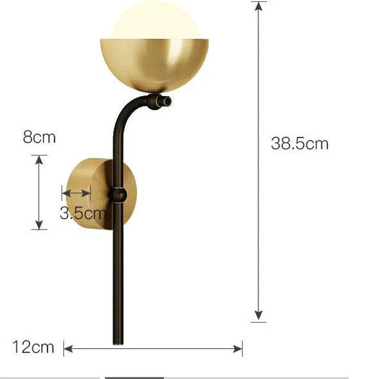 Modern Simple Room Corridor Living Copper Wall Lamp Black Lamps