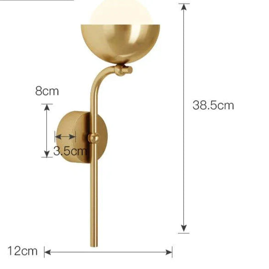 Modern Simple Room Corridor Living Copper Wall Lamp Golden Lamps