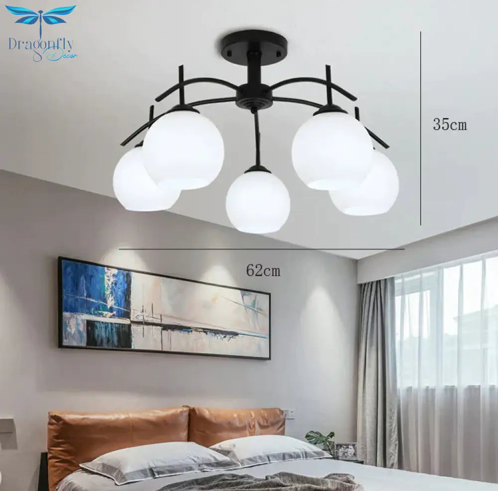 Modern Simple Wrought Iron Bedroom Living Room Chandelier Study Dining Lamps Pendant