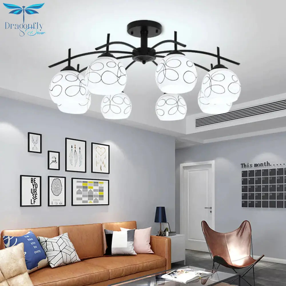 Modern Simple Wrought Iron Bedroom Living Room Chandelier Study Dining Lamps Pendant