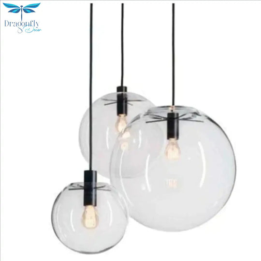 Modern Single - Head Dining Room Bedroom Living Indoor Pendant Light Clear Bubble Glass Ball Lamp