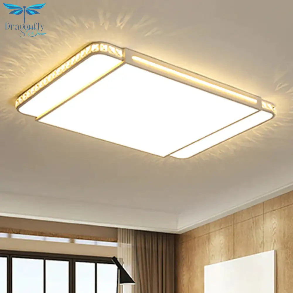 LED Acrylic Flush Light Modern Style White Rectangle Living Room Flush Mount Lamp in White Light/Remote Control Stepless Dimming - Clearhalo - 'Ceiling Lights' - 'Close To Ceiling Lights' - 'Close to ceiling' - 'Flush mount' - Lighting' - 266263