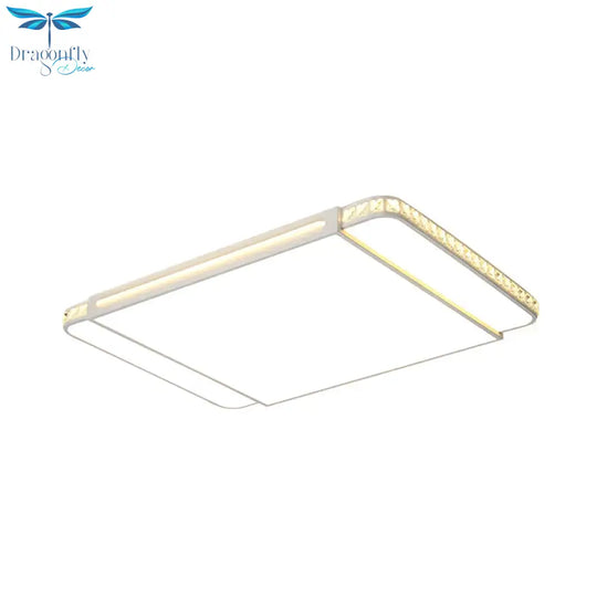 LED Acrylic Flush Light Modern Style White Rectangle Living Room Flush Mount Lamp in White Light/Remote Control Stepless Dimming - Clearhalo - 'Ceiling Lights' - 'Close To Ceiling Lights' - 'Close to ceiling' - 'Flush mount' - Lighting' - 266266