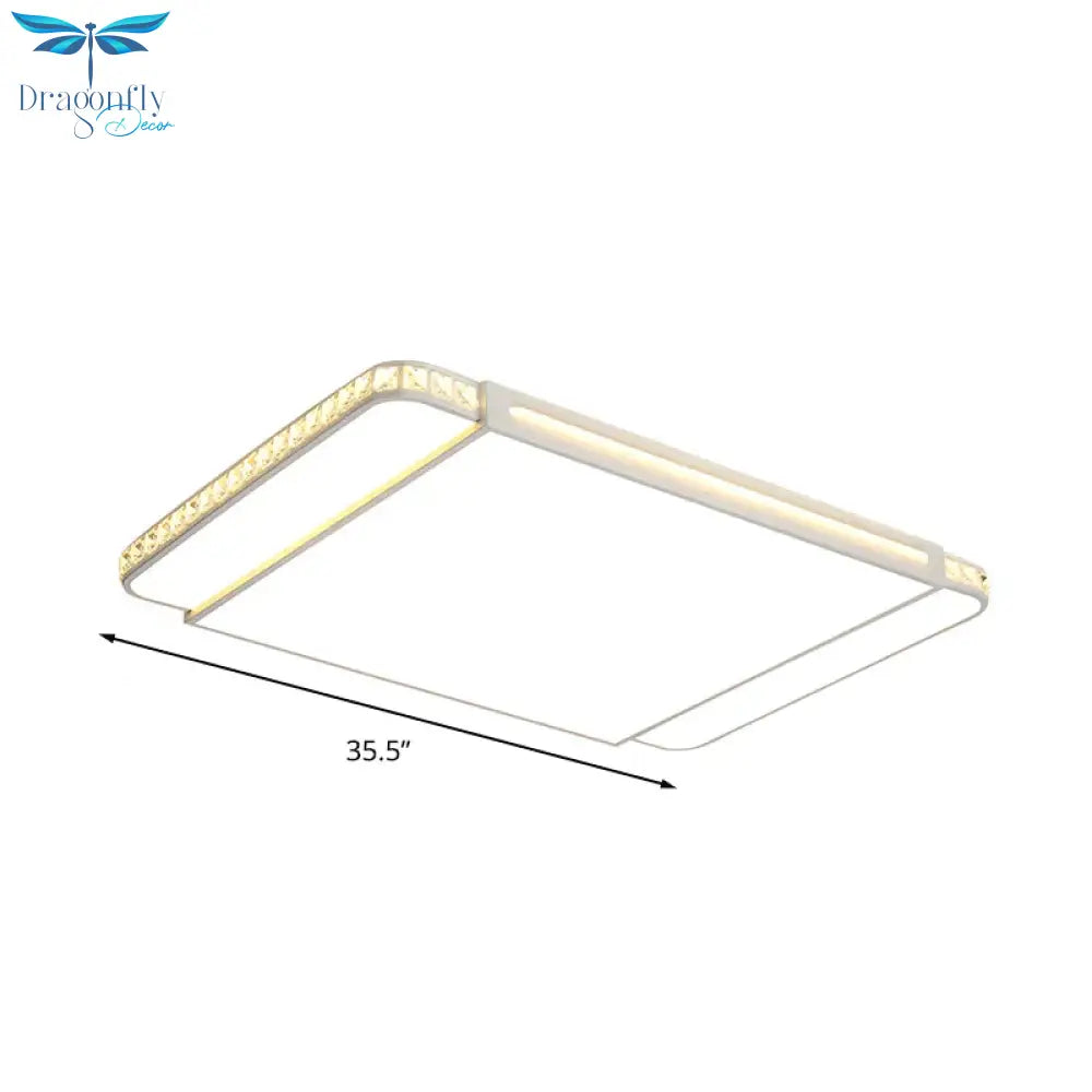 LED Acrylic Flush Light Modern Style White Rectangle Living Room Flush Mount Lamp in White Light/Remote Control Stepless Dimming - Clearhalo - 'Ceiling Lights' - 'Close To Ceiling Lights' - 'Close to ceiling' - 'Flush mount' - Lighting' - 266267