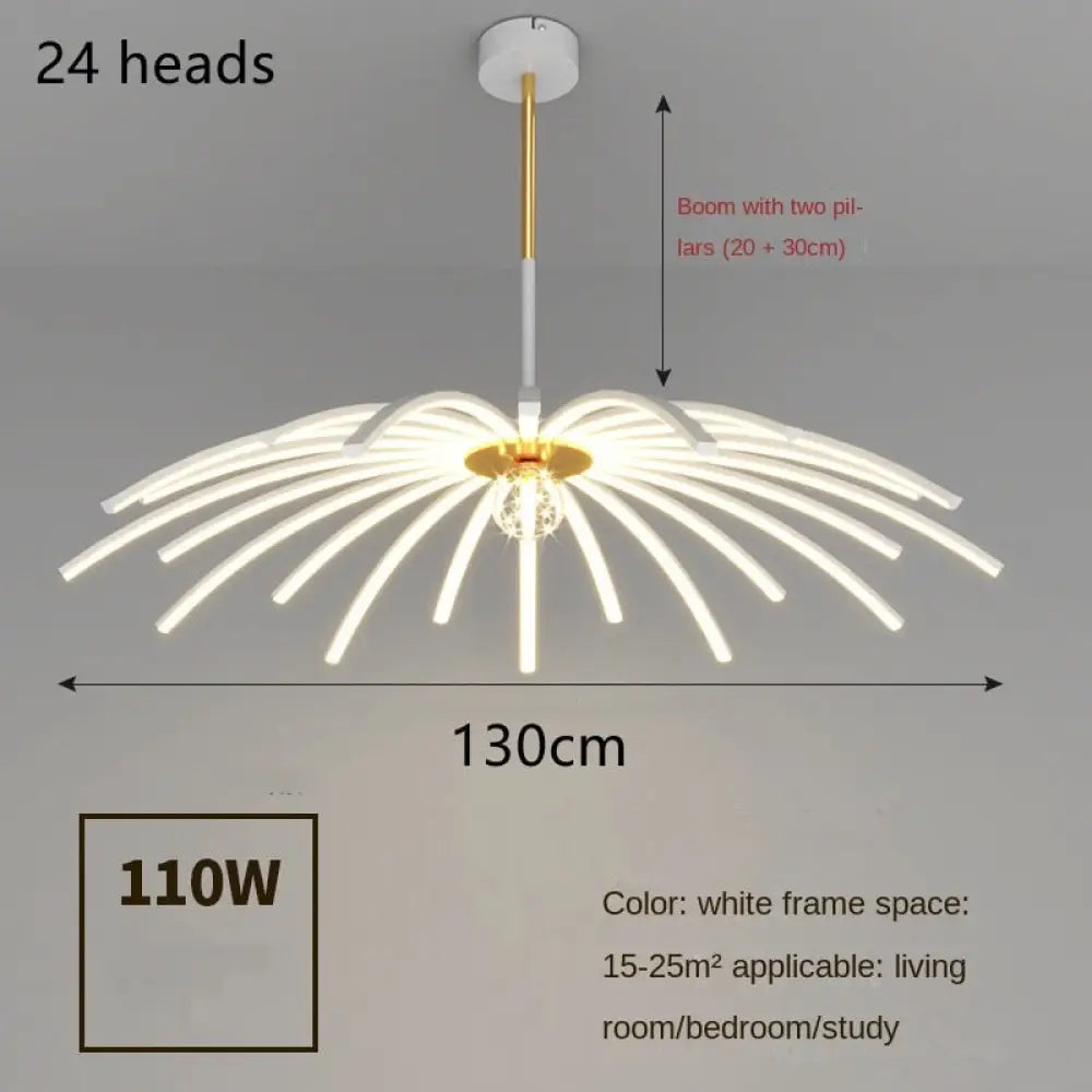 Modern Umbrella Led Ceiling Chandelier Black White Minimalist Decor For Living Dining Room Center