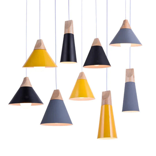 Modern Wood Pendant Lights Led Hanglamp Colorful Lamps For Restaurant/Bar Lighting Luminaire Home