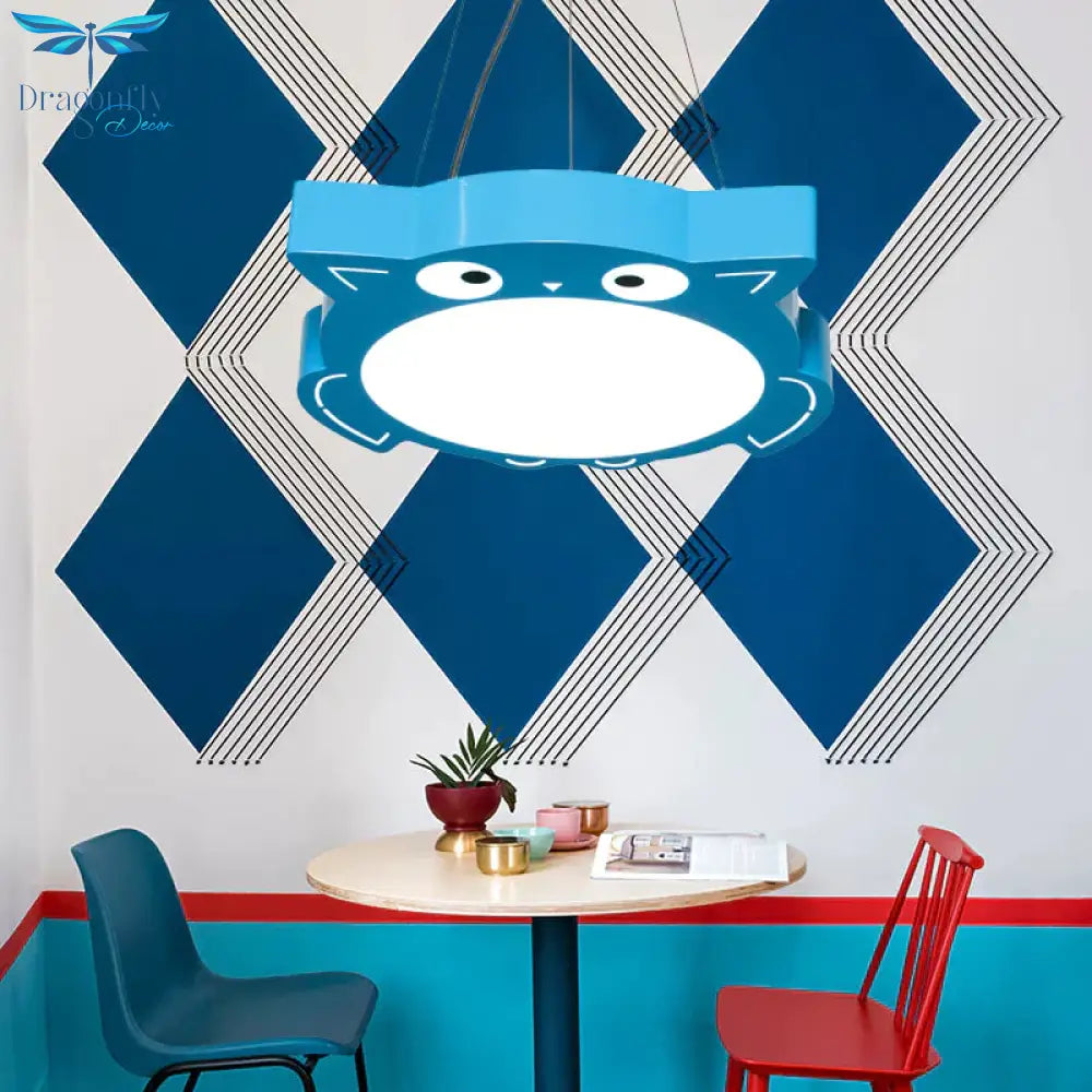 Modernism Owl Design Pendant Light Acrylic Led Children Bedroom Chandelier Lamp In Pink/Yellow