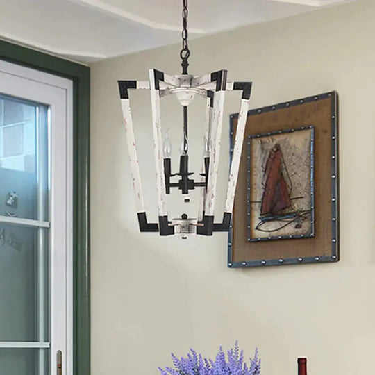 Modernism Tapered Ceiling Chandelier White/Beige/Dark Wood 3 Heads Hanging Light Fixture For