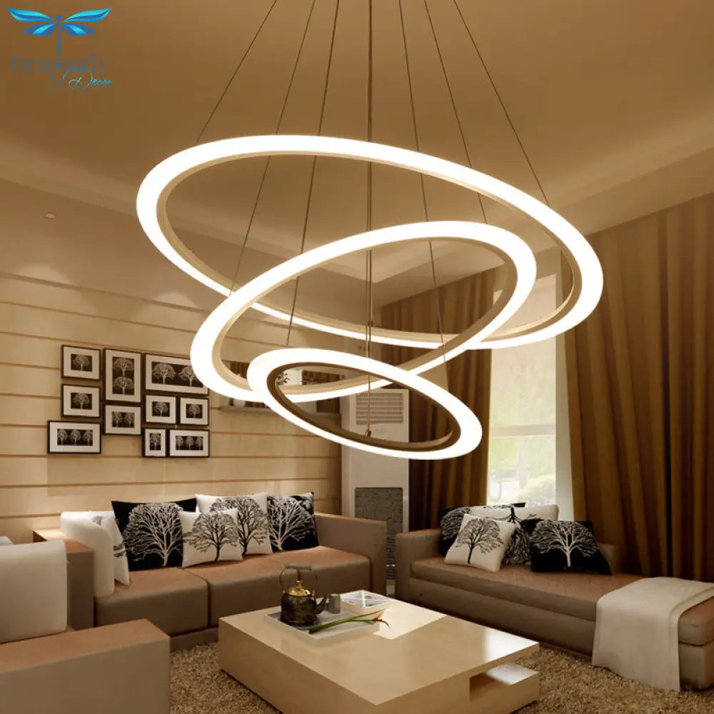 Multi Tier 2 - 3 - 4 Pendant Chandelier Acrylic White Led Ceiling Hang Light For Dining Room
