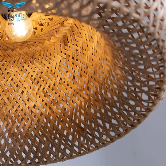 Natural Hand - Woven Bamboo Lantern Pendant Lamp Rattan Wicker Retro Restaurant Hanging Light