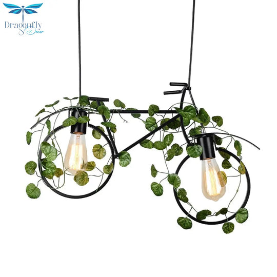 Net Red Retro Bicycle Green Plant Restaurant Bar Personality Art Clothing Shop Decoration