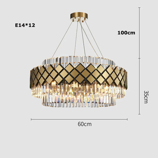 Neva 2 - Designer Alloy And Crystal Led Chandelier For Dinning Room Living Room Dia60Cm