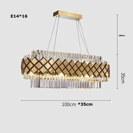 Neva - Designer Crystal Led Chandelier For Dinning Room Living Room Oval 100Cm