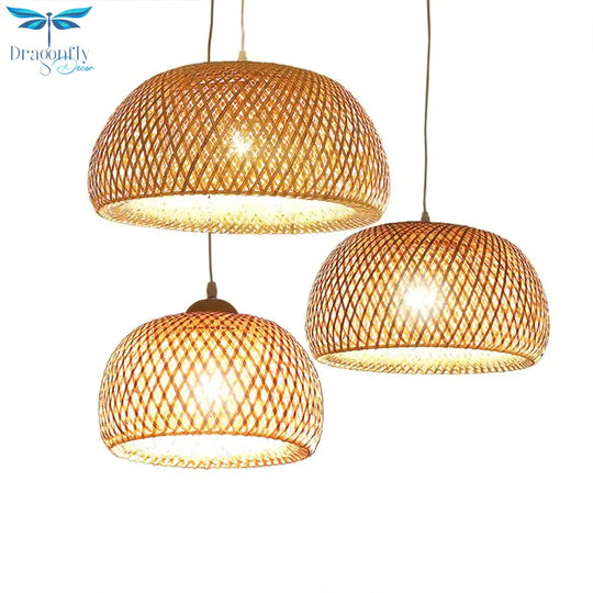 New Chinese Bamboo Weaving Nest Antique Pendant Light E27 Lamps Lanterns Living Room Hotel