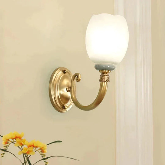 New Creative Bedroom Bedside Ceramic All Copper Wall Lamp Single / Without Light Source Lamps