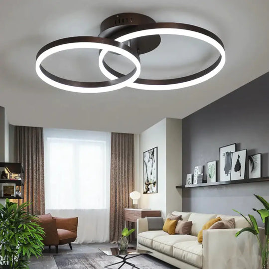 New Creative Circle Ceiling Lamp White Light / Two Laps - Dia(30 + 40)*15 Cm