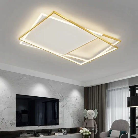 New Creative Nordic Led Ceiling Lamp Golden / Rectangle White Light