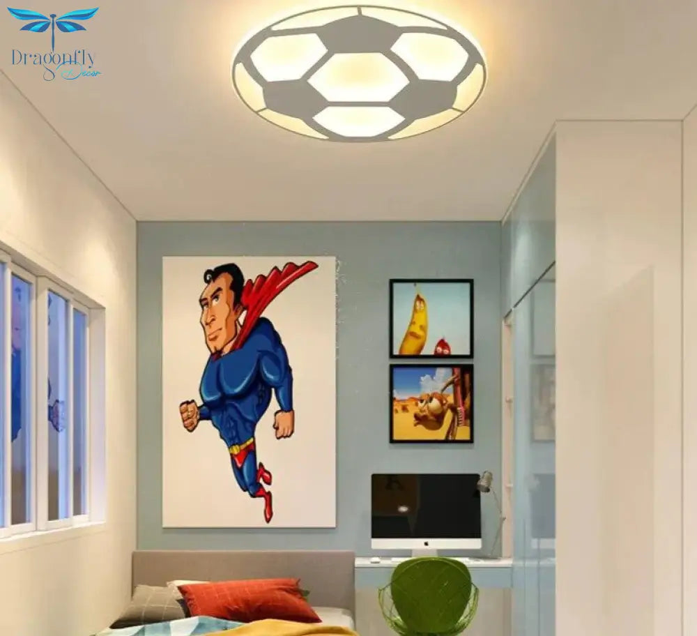 New Designer Led Kids Ceiling Lamp With Football For Bedroom Remote Control Ultrathin Llight Home