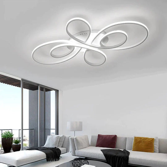 New Hot Rc White/Coffee Modern Led Ceiling Lights For Living Room Bedroom Study Dimmable Lamp