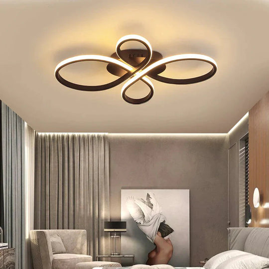 New Hot Rc White/Coffee Modern Led Ceiling Lights For Living Room Bedroom Study Dimmable Lamp