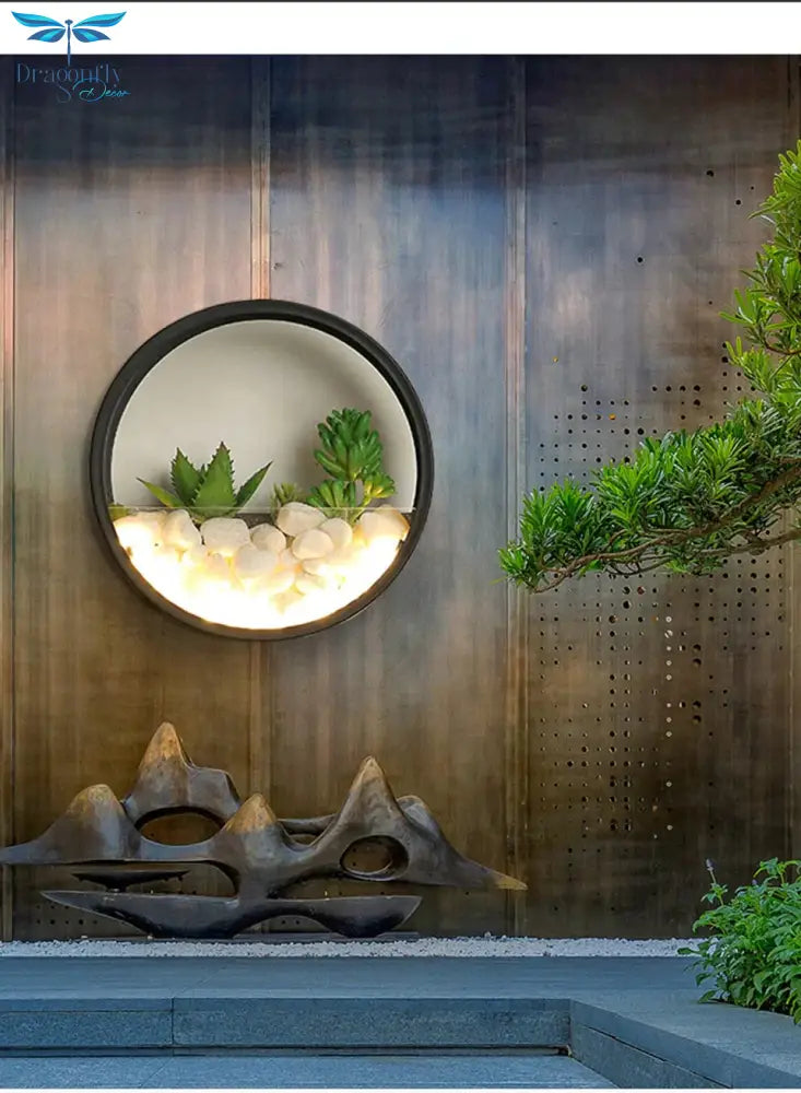 New Modern Art Plant Outdoor Ip65 Waterproof Led Wall Lighting Garden Porch Sconce Light Black