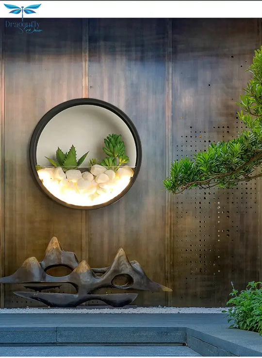 New Modern Art Plant Outdoor Ip65 Waterproof Led Wall Lighting Garden Porch Sconce Light Black