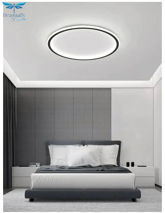 New Modern Black White Ultra - Thin Led Ceiling Light Rectangular Round Bedroom Lamp Living Room