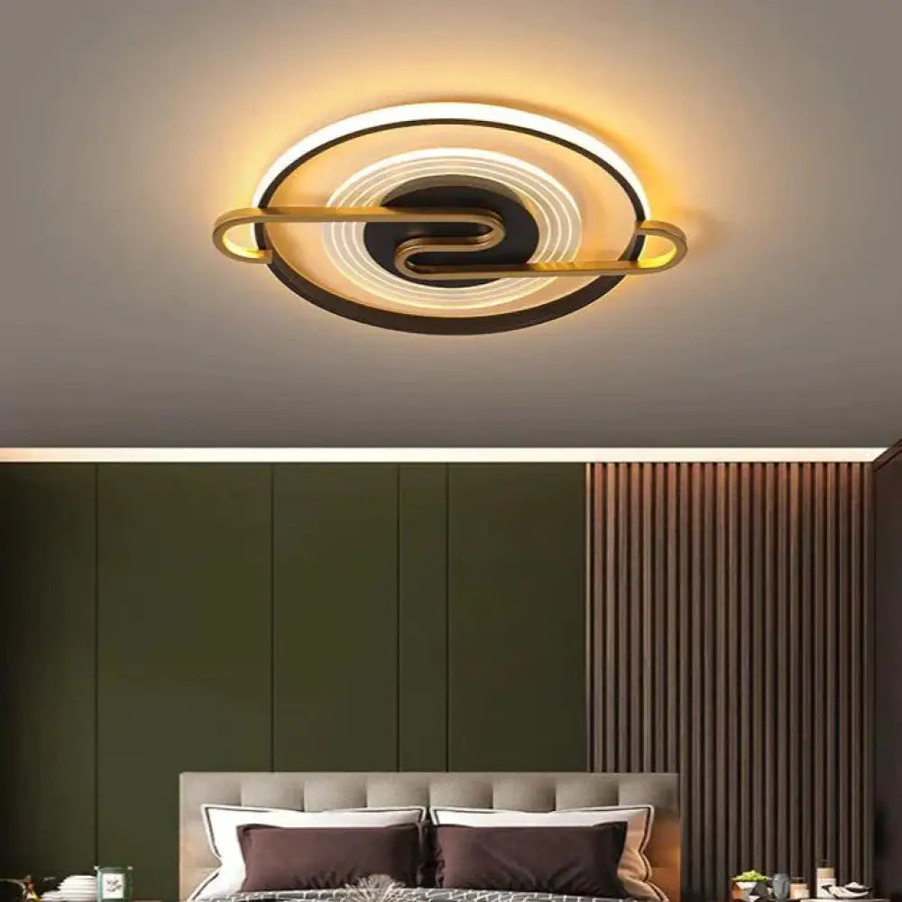 New Simple Modern Led Ceiling Lamp For Bedroom Round Black 42Cm / White Light