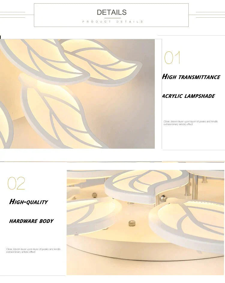 New Style Led Ceiling Light Leaf - Shape For Living Room Study Bedroom Home Decoration Lamp