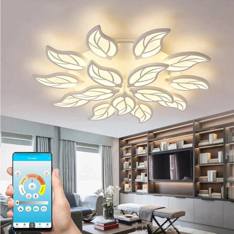 New Style Led Ceiling Light Leaf - Shape For Living Room Study Bedroom Home Decoration Lamp