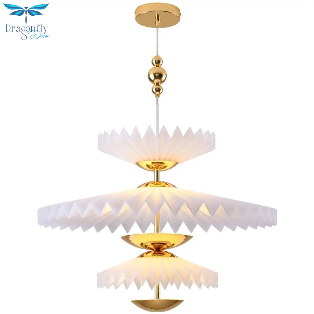 New Style Led Chandelier Umbrella Shaped White Acrylic Gold Metal For Dining Room Kitchen Bedroom