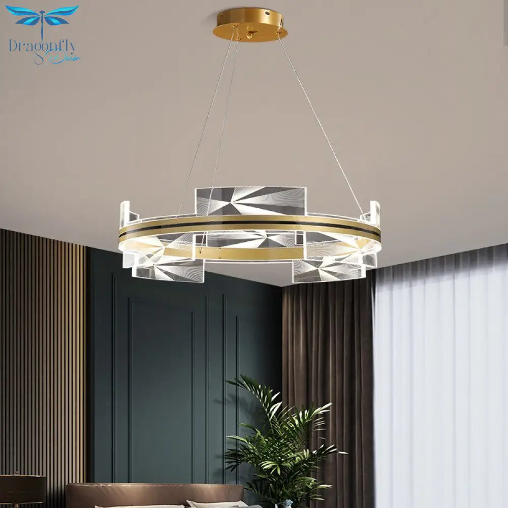 New Style Round Led Pendant Lights Art Pattern Living Room Restaurant Hang Lamp Remote Control
