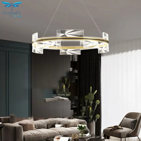 New Style Round Led Pendant Lights Art Pattern Living Room Restaurant Hang Lamp Remote Control