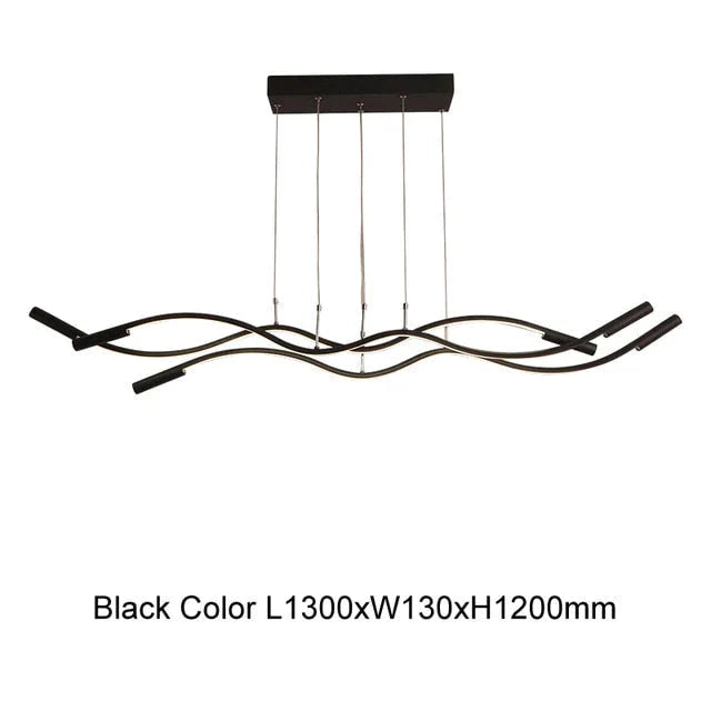 New Wave Aluminum Modern Led Pendant Light For Dining Room Living Kitchen Matte Black Or White