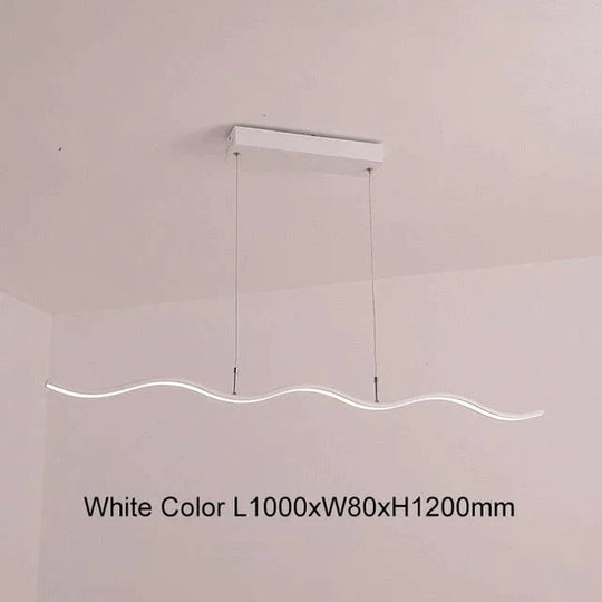 New Wave Aluminum Modern Led Pendant Light For Dining Room Living Kitchen Matte Black Or White