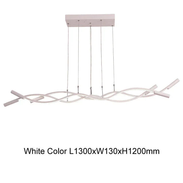 New Wave Aluminum Modern Led Pendant Light For Dining Room Living Kitchen Matte Black Or White