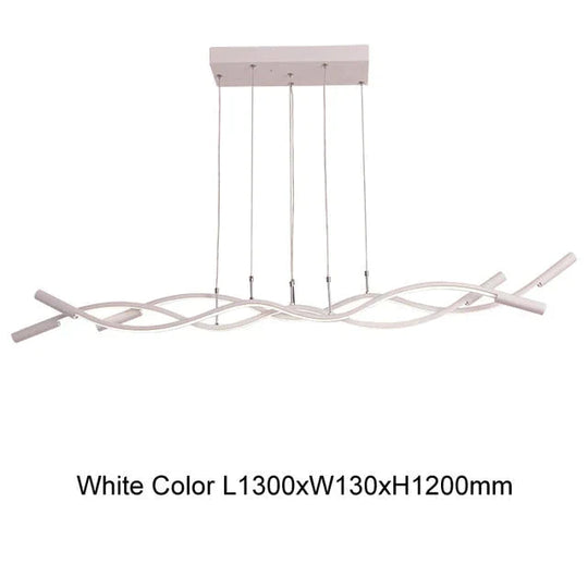 New Wave Aluminum Modern Led Pendant Light For Dining Room Living Kitchen Matte Black Or White