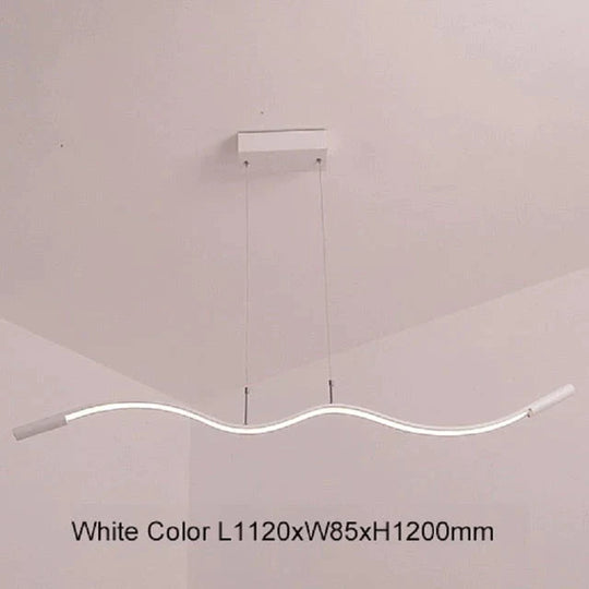 New Wave Aluminum Modern Led Pendant Light For Dining Room Living Kitchen Matte Black Or White