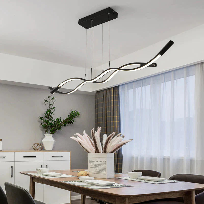 New Wave Aluminum Modern Led Pendant Light For Dining Room Living Kitchen Matte Black Or White